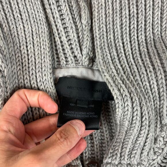 Nicole Farhi Chunky Knitted 100% Wool Hoodie Full Zip Gray Jacket Men's M* - Picture 8 of 16